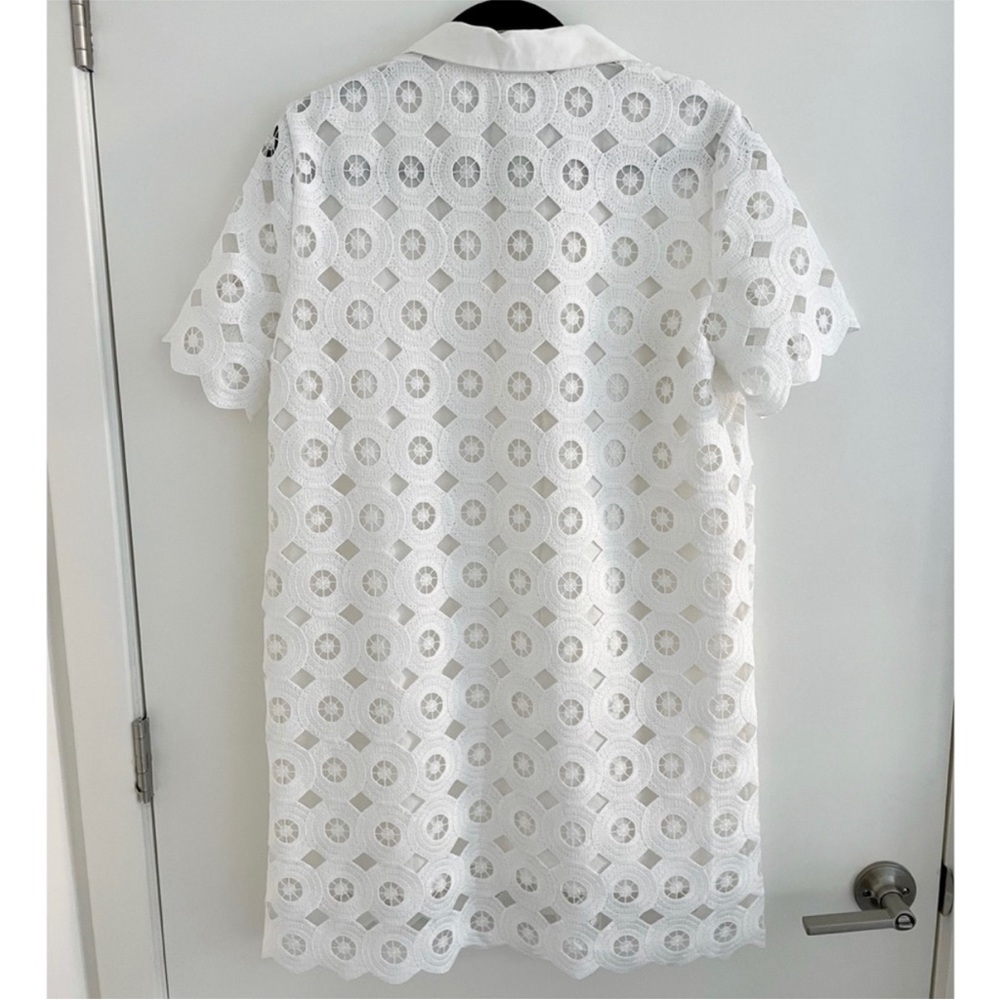 Zara White Eyelet Collared Shift Dress size medium - Picture 4 of 6